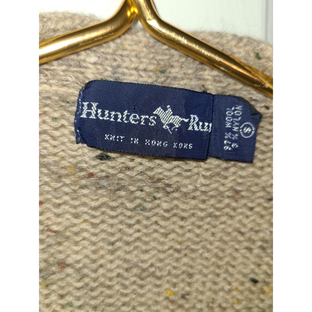 Vtg Hunters Run 97% Wool Sweater Vest Mens Sm Tan Cable Knit Button Up - Picture 4 of 6